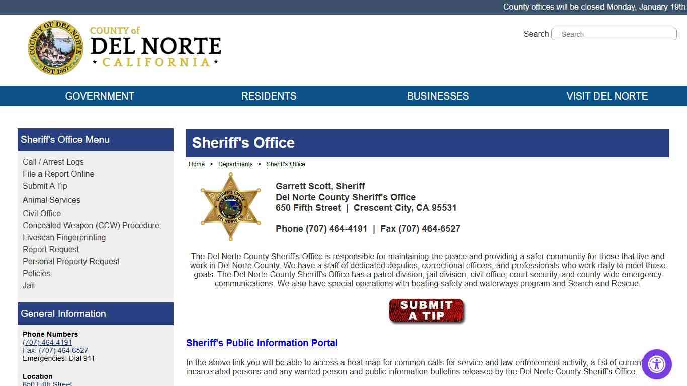 County of Del Norte, California - Sheriff's Office